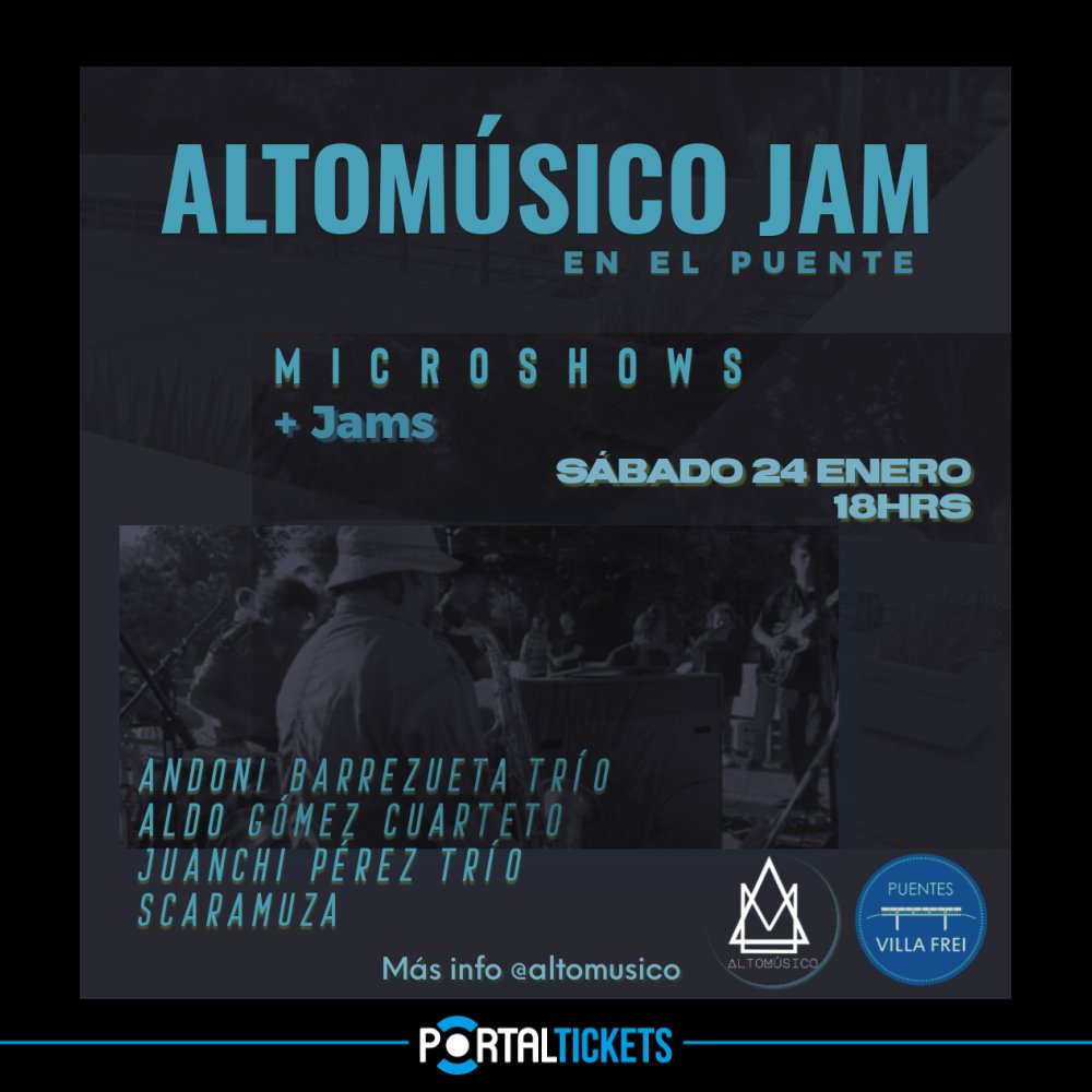 Código de 10% de descuento DESC76804 tickets online en: portaldisc.com/eventos/adheri…
ALTOMÚSICO JAM EN PUENTES VILLA FREI
Te invitamos a asistir y a compartir este evento!