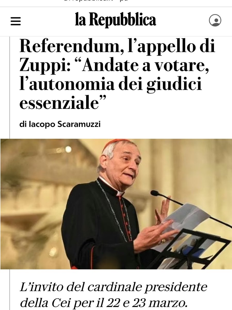 ilgallico50Ac's tweet image. Anche il Cardinale Zuppi invita a votare per mantenere l'autonomia e l'indipendenza dei giudici dalla politica.

Votare No è un dovere civico per proteggere l'Italia e la #Costituzione dalle barbarie delle destre nazionaliste sovraniste.

#IoVotoNo #Referendum #Minneapolis