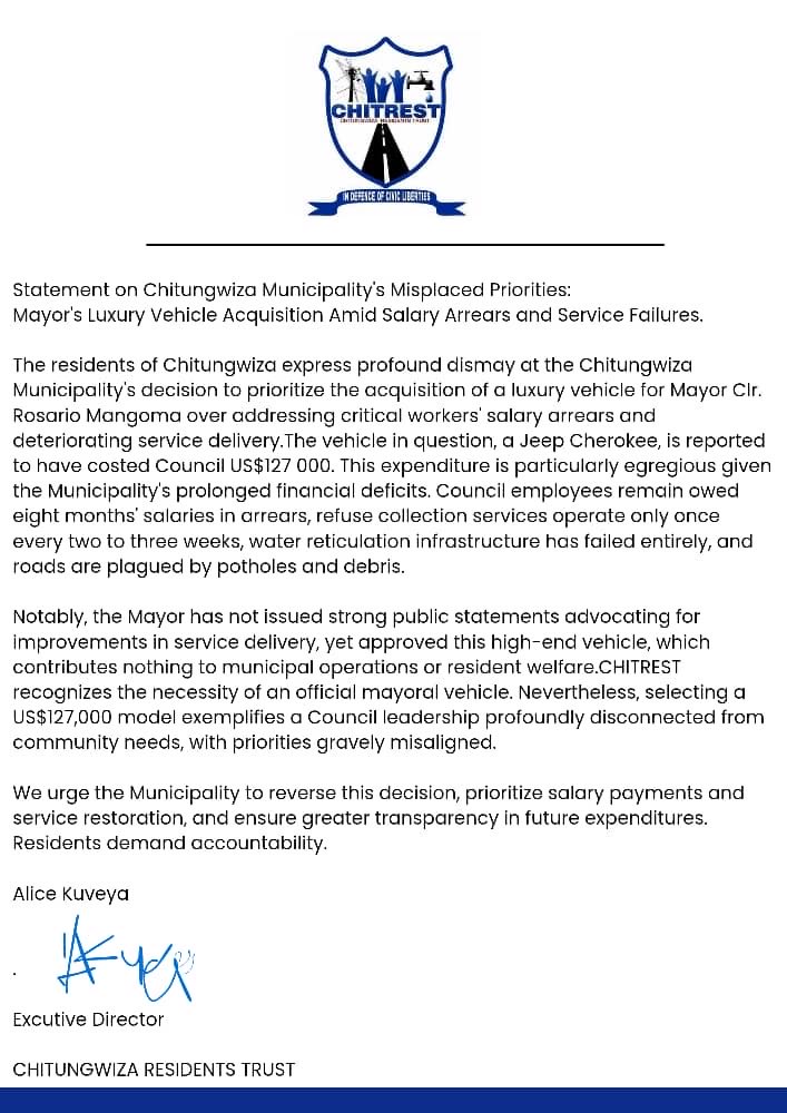 Chitungwiza Residents Trust tweet media