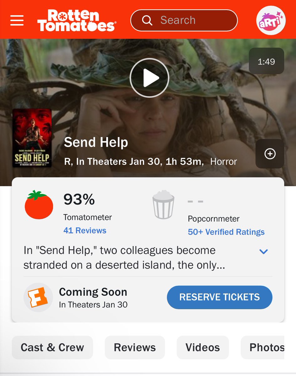 THorror_Lover_'s tweet image. SEND HELP encandila a la crítica que ya habla de un survival horror hiperviolento, dinámico y ácido que ofrece un show muy entretenido, marca Sam Raimi. El regreso al terror del director debuta con un 93% mediante Rotten Tomatoes, mejor marca desde Spider-Man 2. Viernes en cines.