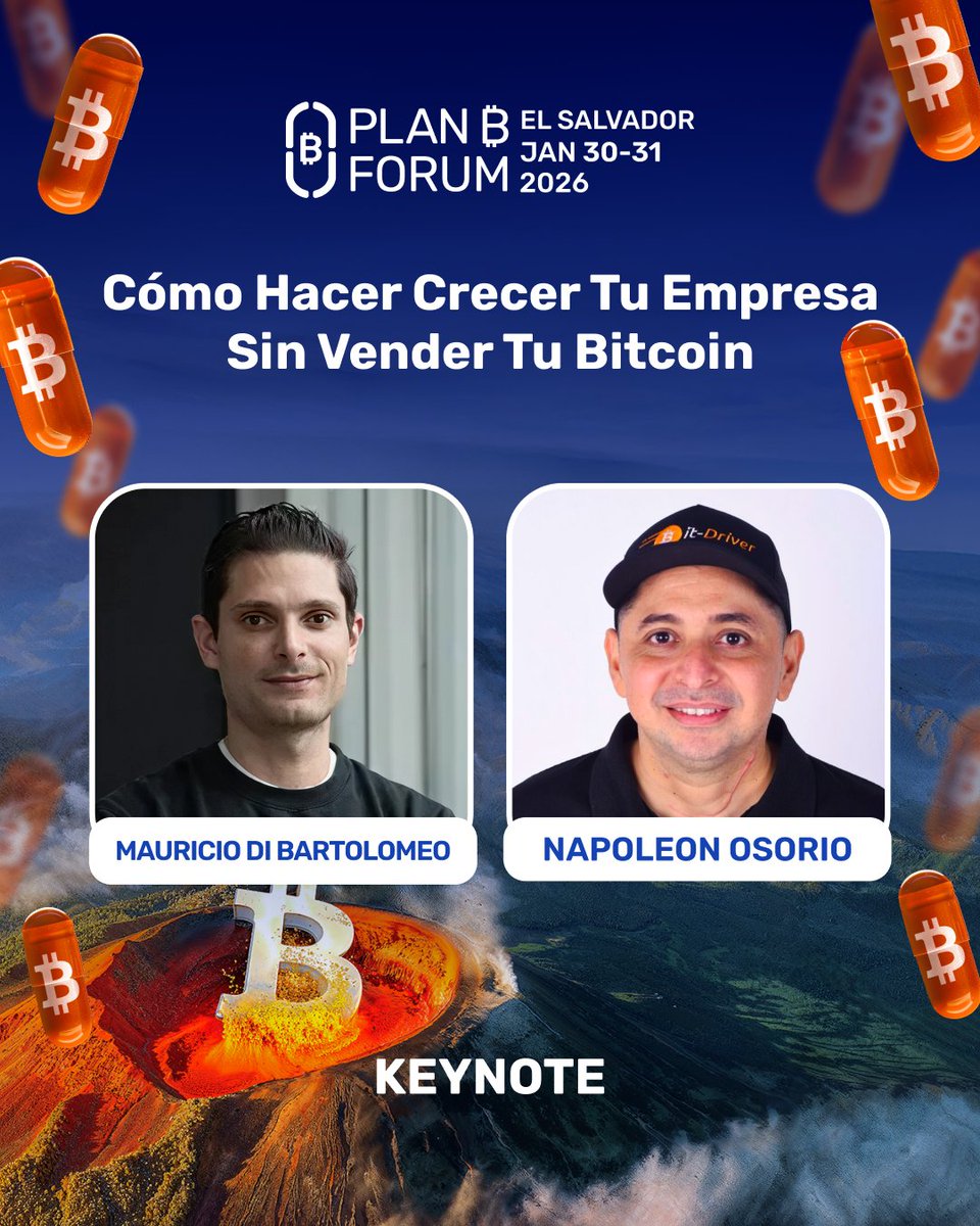 PlanBElsalvador's tweet image. Crecer sin vender tu Bitcoin. En Plan ₿ Forum El Salvador, @cryptonomista y @OsorioNapoleon hablan de estrategia y disciplina. 30 y 31 de enero. #PlanBForum