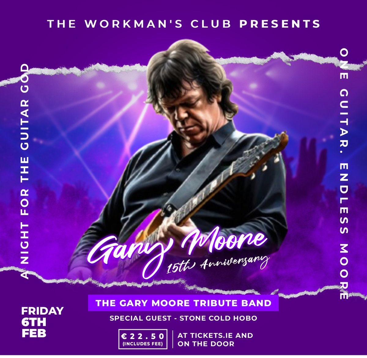 The Gary Moore Tribute Band celebrates all Gary's Blues, Rock and Jazz on his 15th anniversary. We're even bringing the brass section.
Blues maestro The Stone Cold Hobo opens the night, The Gary Moore Tribute Band kicks off at 7:45.
Come early!!! #GaryMoore <a href="/radionova100/">Radio Nova 100</a>