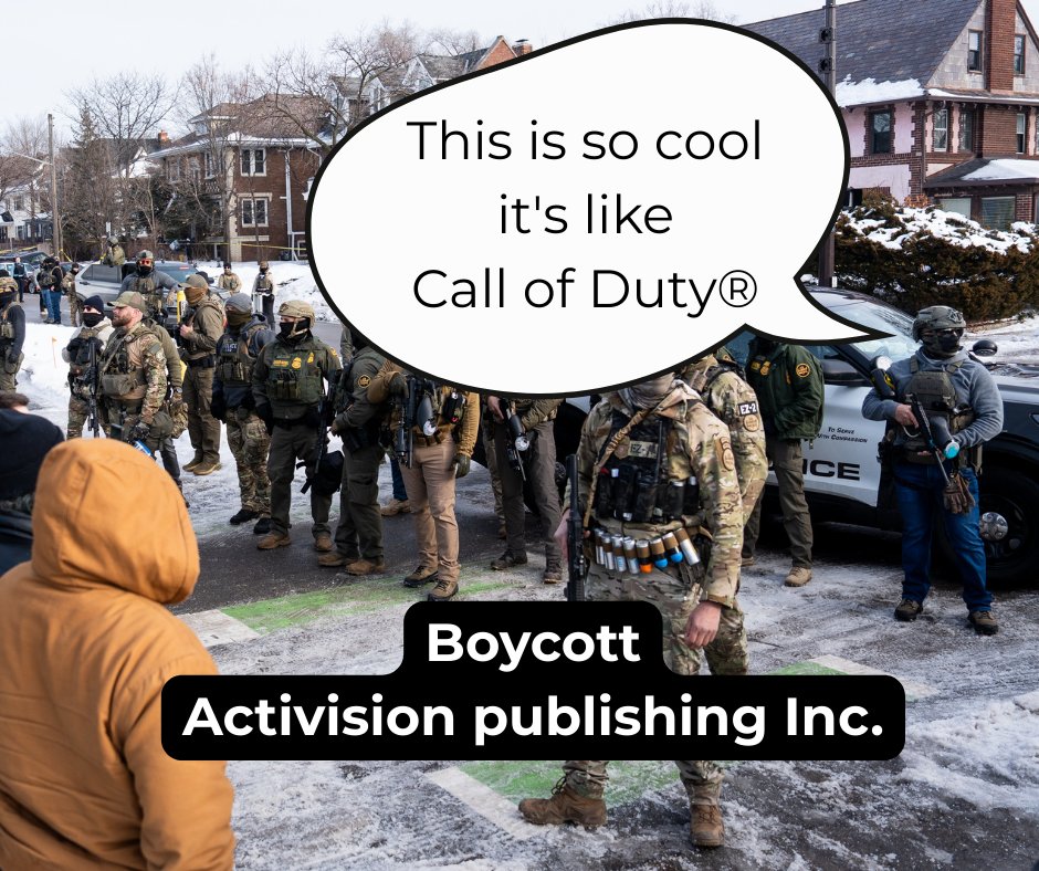 drron's tweet photo. "This is so cool, it's like Call of Duty®" words of ICE agent on video after the martyrdom of Alex Pretti.
Boycott Activision publishing company until they make a public statement disavowing ICE.
Catholics should pray to Saint Alex for ICE to be defunded. https://t.co/L4sVhK7S5g