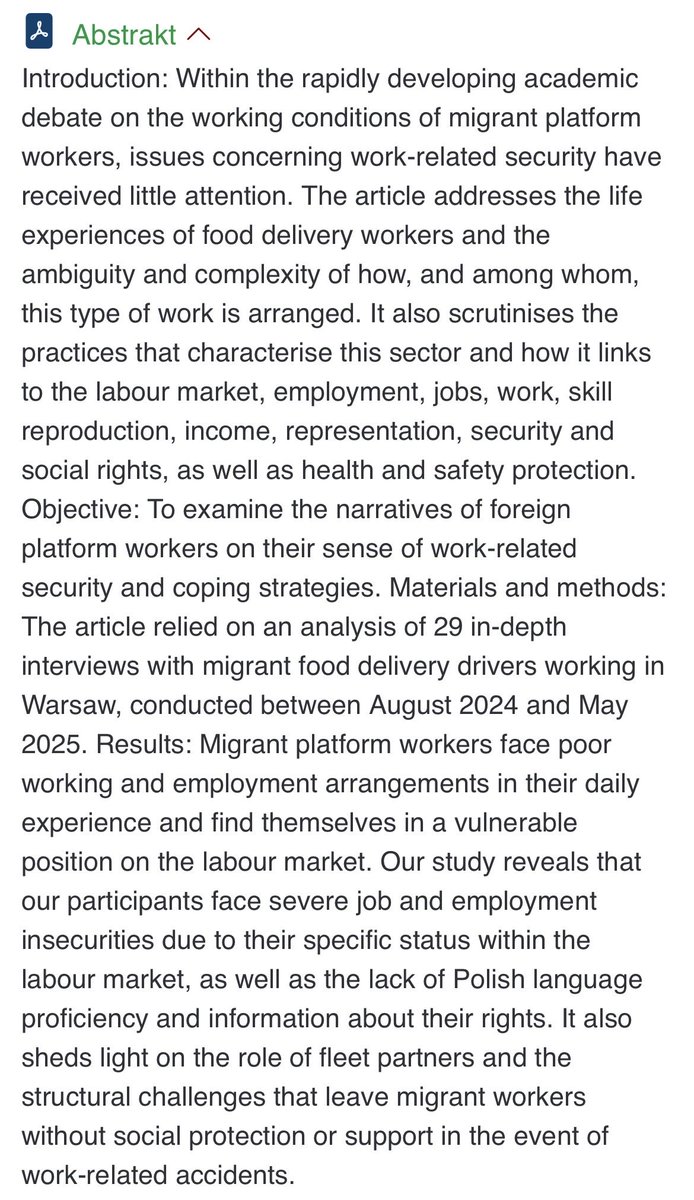 CMR_Warsaw's tweet photo. „The work-related (in)securities of migrant platform workers: the case of food delivery in Warsaw, Poland” - new article by Kseniya Homel and @kam_matuszczyk from @iclaimeu project. Check out this and other articles in this issue on #platformwork
https://t.co/WUSpMdJDck https://t.co/OOiGql9gZK