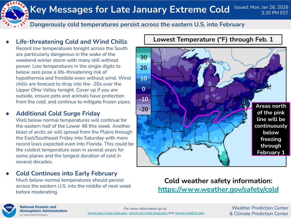 Latest update on the dangerously cold temperatures impacting the eastern U.S. through this weekend.
