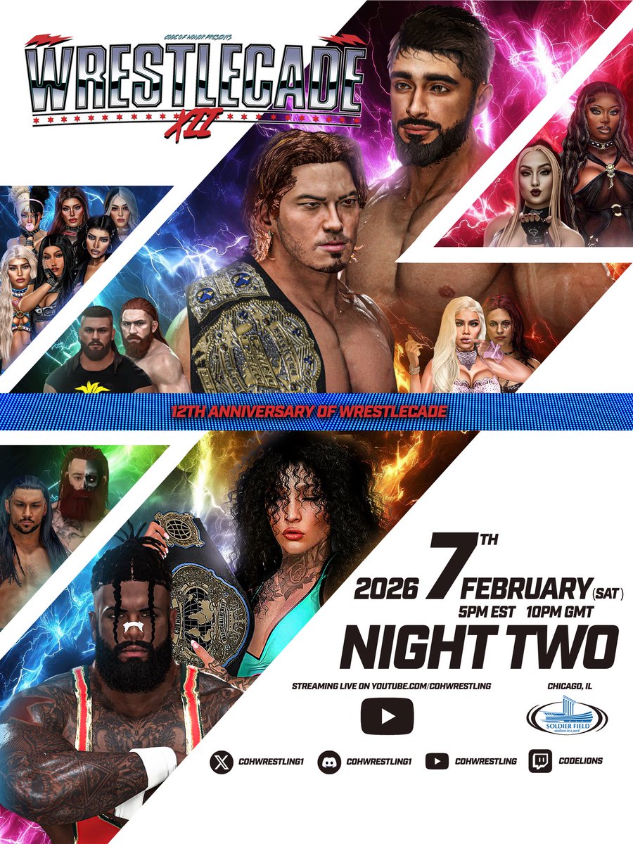The wait is over for the BIGGEST COH PPV OF THE YEAR in this EPIC 2-Night Event of #COHWrestleCadeXII!

The GRANDEST Stage of them all will be streamed LIVE on Thursday 5th Feb &amp; Saturday 7th Feb on <a href="/YouTube/">YouTube</a>!

#WWE2K26

🗓️5th &amp; 7th Feb
🕒5pm EST/10pm UK
▶️ youtube.com/@cohwrestling?…
