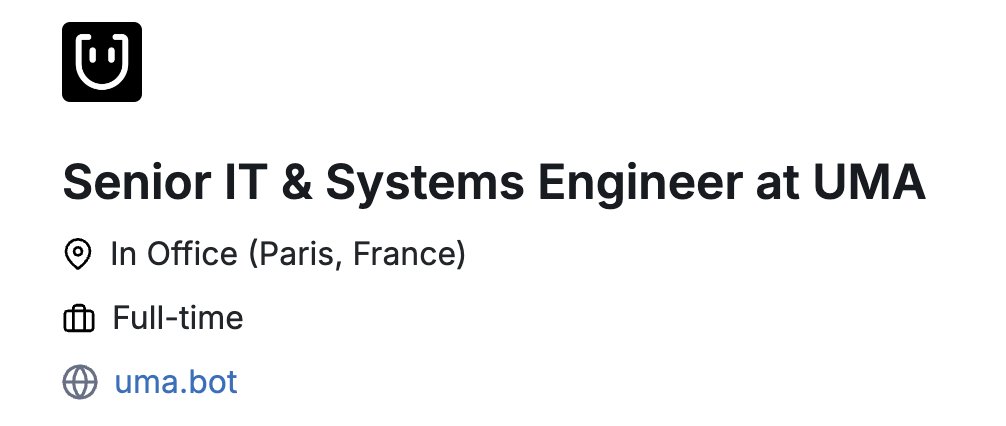 We opened a new role at UMA!

Apply on our website 😇