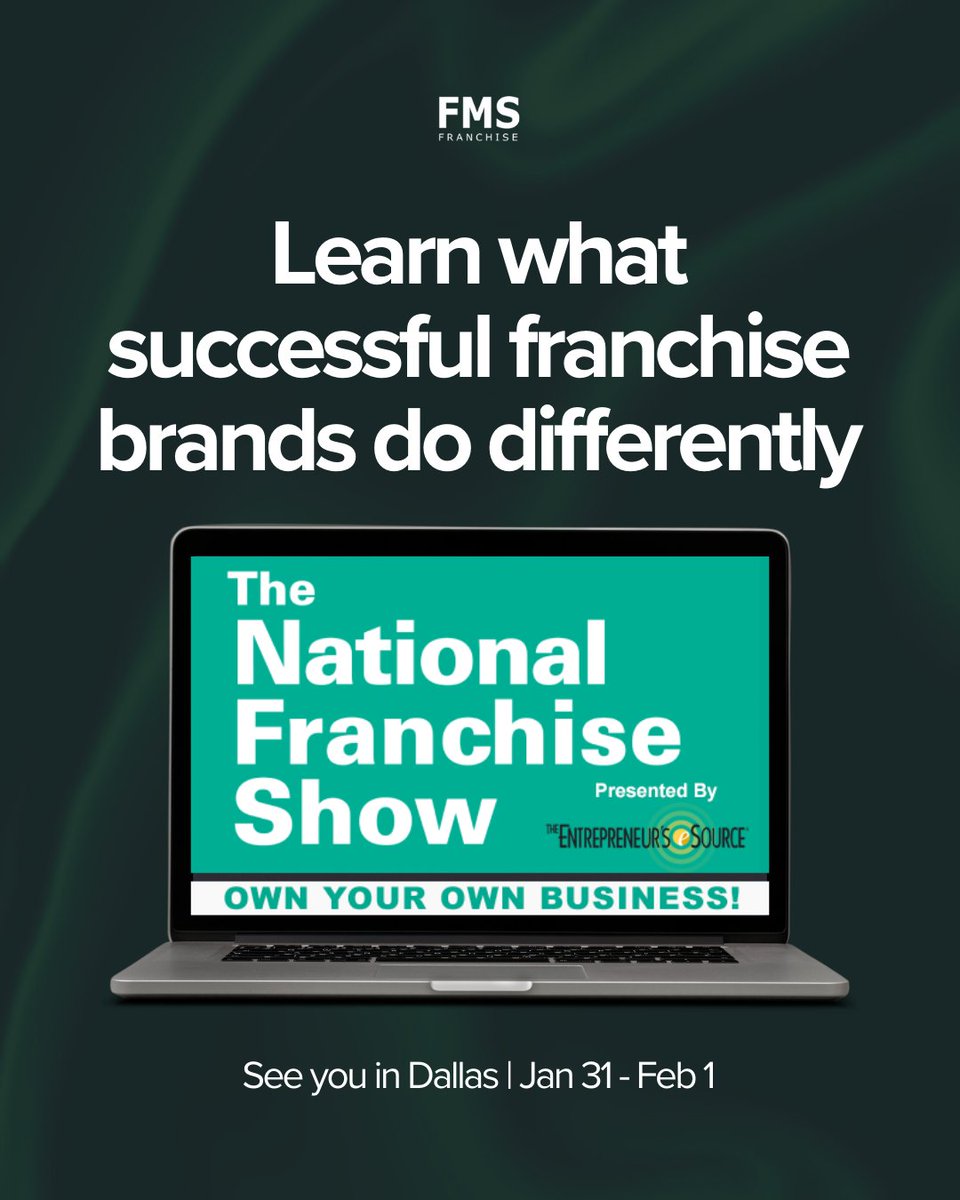Come to The Dallas Franchise Show for real answers, real brands, and real experience.

📍 The World Trade Center at the Dallas Market Center
📅 Jan 31 &amp; Feb 1
⏰ Saturday 11 AM - 5 PM CST | Sunday 11 AM - 4 PM CST
🎟️ Tickets: franchiseshowinfo.com/dallas-visitor…

#Entrepreneurs #Scaling