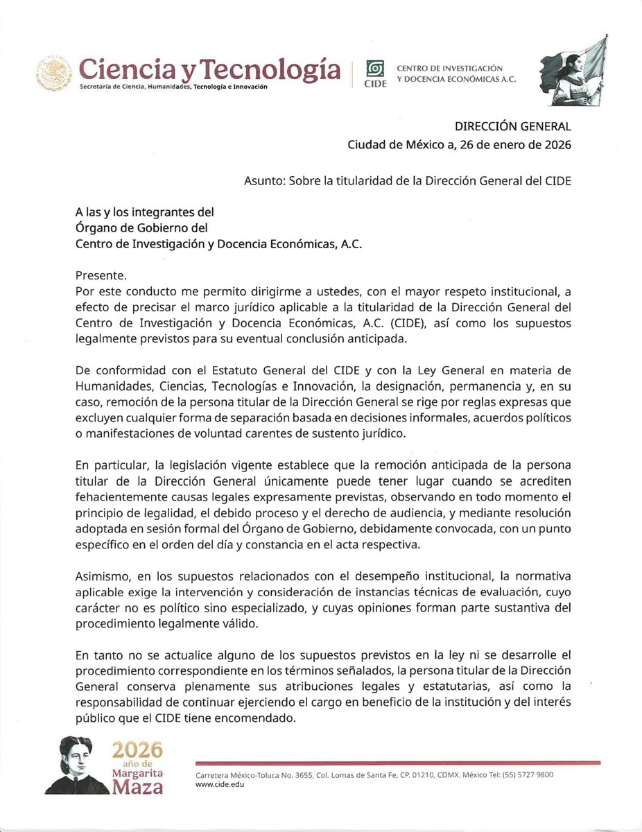 leonugo's tweet photo. Dice el director espurio del @CIDE_MX, Romero Tellaeche, que lo van a tener que sacar con los pies por delante porque sigue en el cargo y no se va.

Increíble que un plagiador que llegó torciendo las leyes, que atacó a la comunidad y convirtió al CIDE en botín siga aferrándose. https://t.co/BZ2ewB1sdp