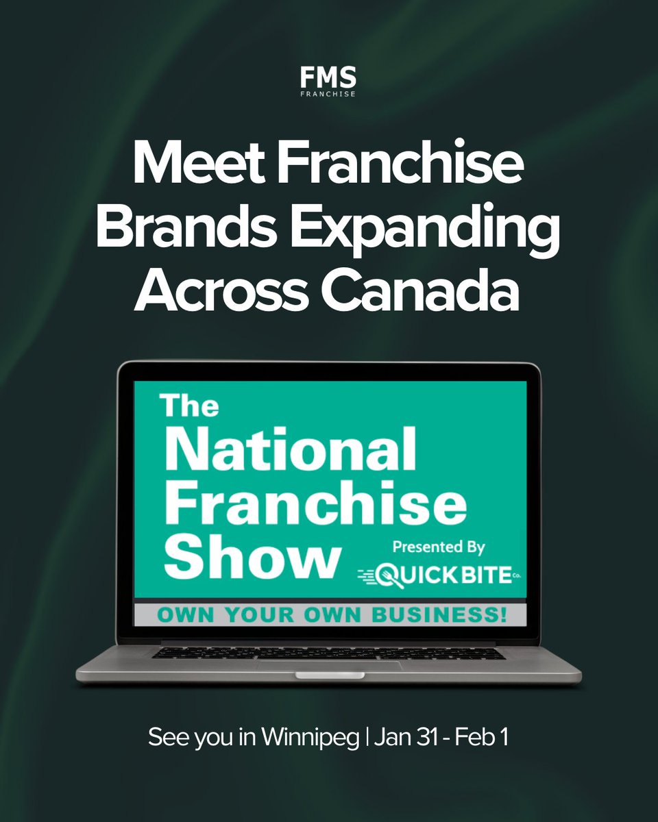 The Winnipeg Franchise Show brings together real brands, real operators, and real answers about scaling.

If growth is on your mind, start here 👇

📍 RBC Convention Centre - Winnipeg
📅 Jan 31 &amp; Feb 1
⏰ Sat 11 AM - 5 PM CST | Sun 11 AM - 4 PM CST
🎟️ franchiseshowinfo.com/winnipeg-visit…