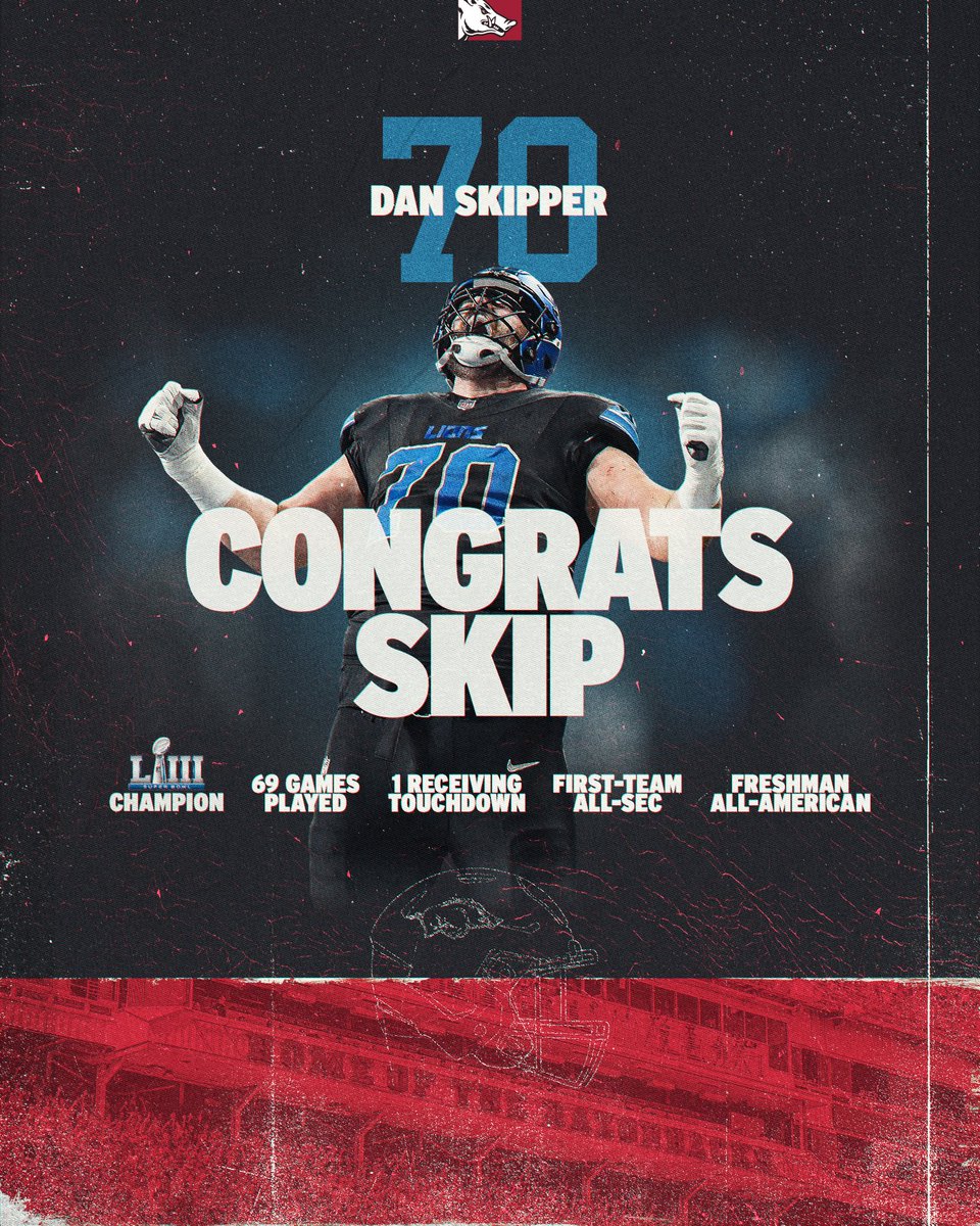 RazorbackFB's tweet image. Skip, it’s been a pleasure 🫡

Congratulations on retirement, @DanSkipper70! Can’t wait to see what’s next! 🐗