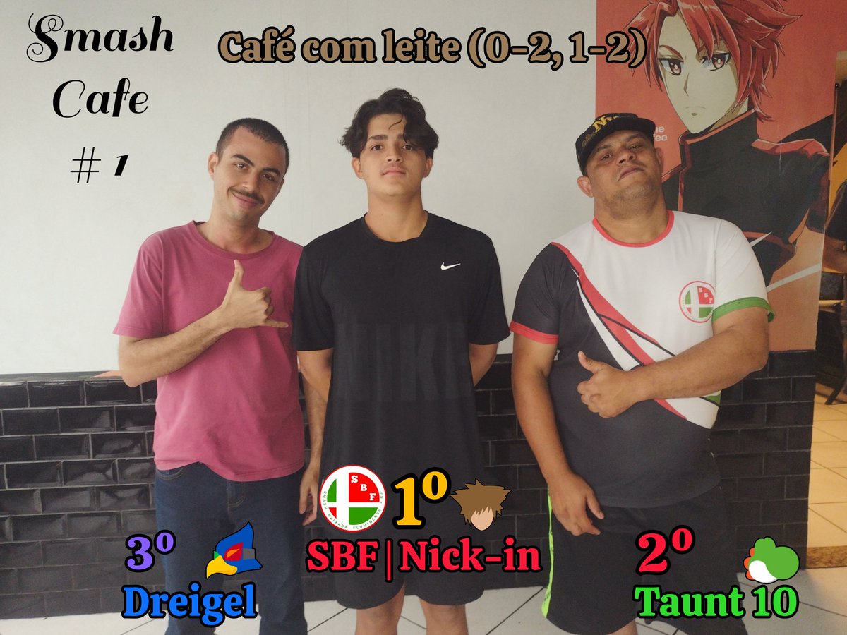sbf_smash's tweet photo. No Smash Café #1 também tivemos o café com leite que foi o torneio 0-2, 1-2.
Player novato da Baixada e que já se destaca nos torneios online, superou Taunt e Dreigel conquistando o título.
Parabéns ao Nick-in! https://t.co/MZTJPOY6KZ