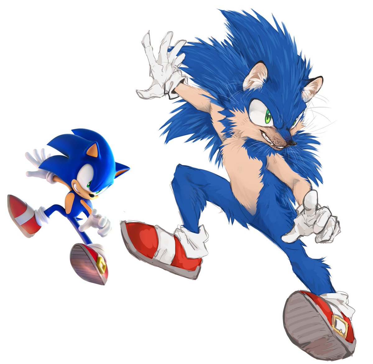 Cloud_yaa's tweet image. #SonicTheHedgehog in that style?

(for a while I felt like he can't look good stylized like that but I think this turned out quite decent??)