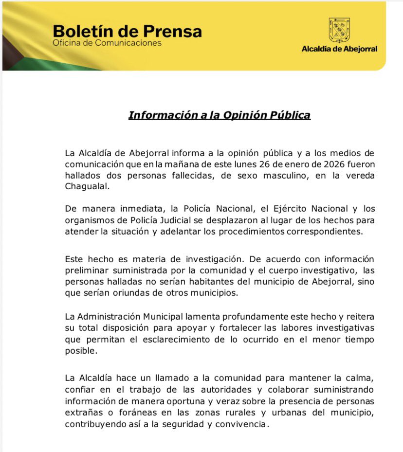 Alcaldía Abejorral tweet media
