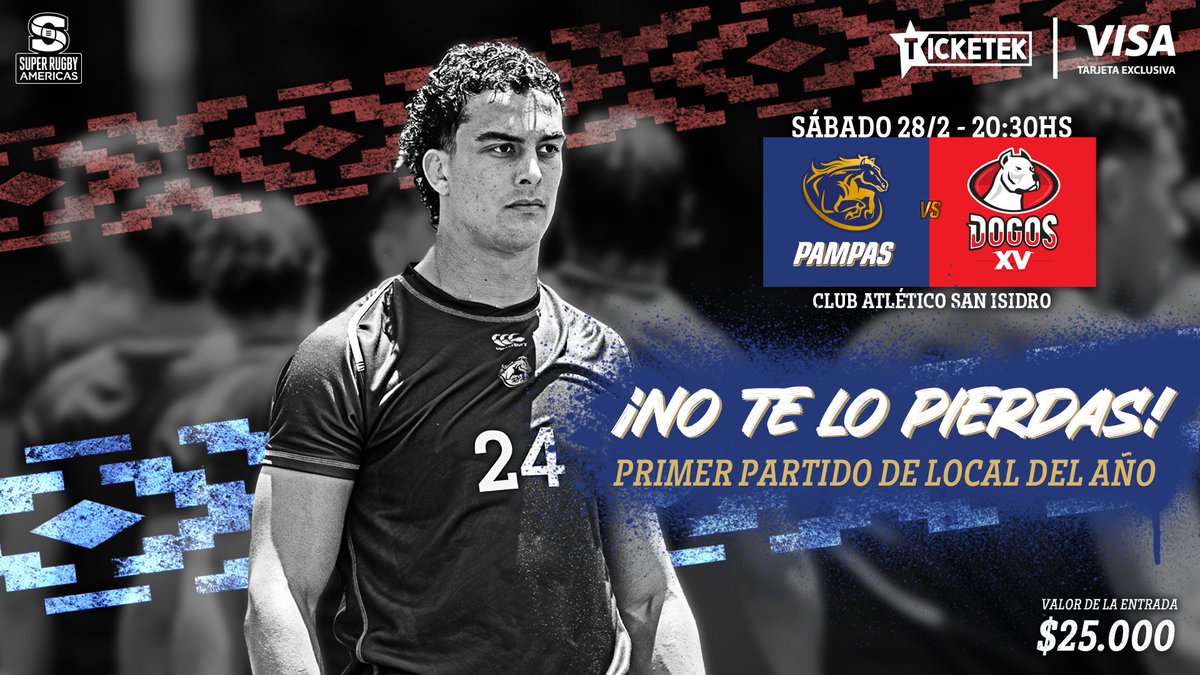 ¡ENTRADAS A LA VENTA! 🎟️ ¡Vení a alentar a Pampas en su primer partido como local! 🐎

📆 Sábado 28 de febrero
⏰ 20:30 h
🆚 Dogos XV 🇦🇷

📱 ¡Ingresá al siguiente link y conseguí tu lugar en el CASI!

ticketek.com.ar/pampas/Dogos