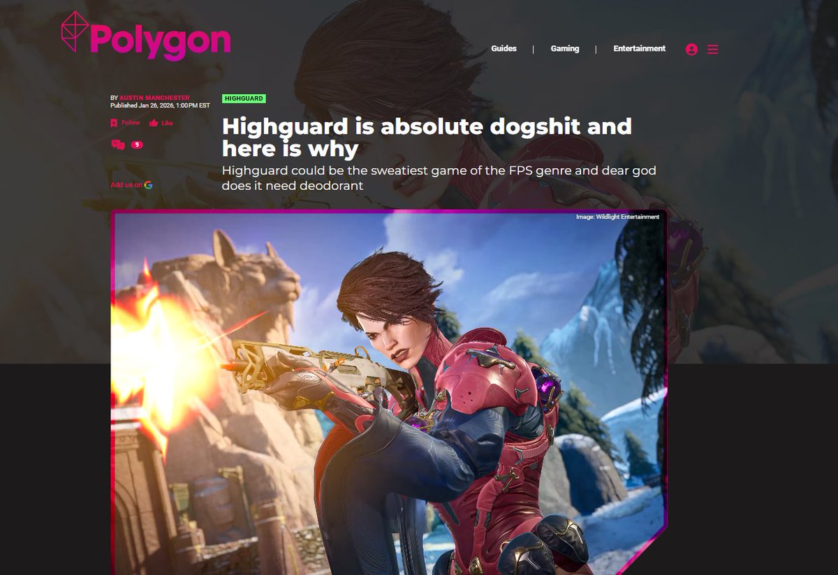 PulsarCologne's tweet photo. Polygon not holding back are they. 🤣 #Highguard https://t.co/Gw6FWWxeAj