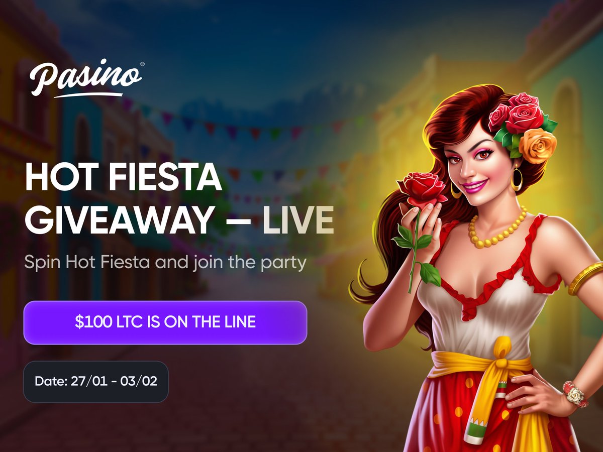 🎉🌶️ HOT FIESTA GIVEAWAY IS LIVE! 🌶️🎉

Confetti, piñatas, and a fresh $100 LTC on the line at Pasino 🔥

Play Hot Fiesta, this week’s Game of the Week 👇
pasino.com/extra-slot/2066

💰 Prize: $100 in LTC
📅 Date: 27 January

🧠 How to join:
LEVEL 5+
$50 in bets on Hot Fiesta
Like