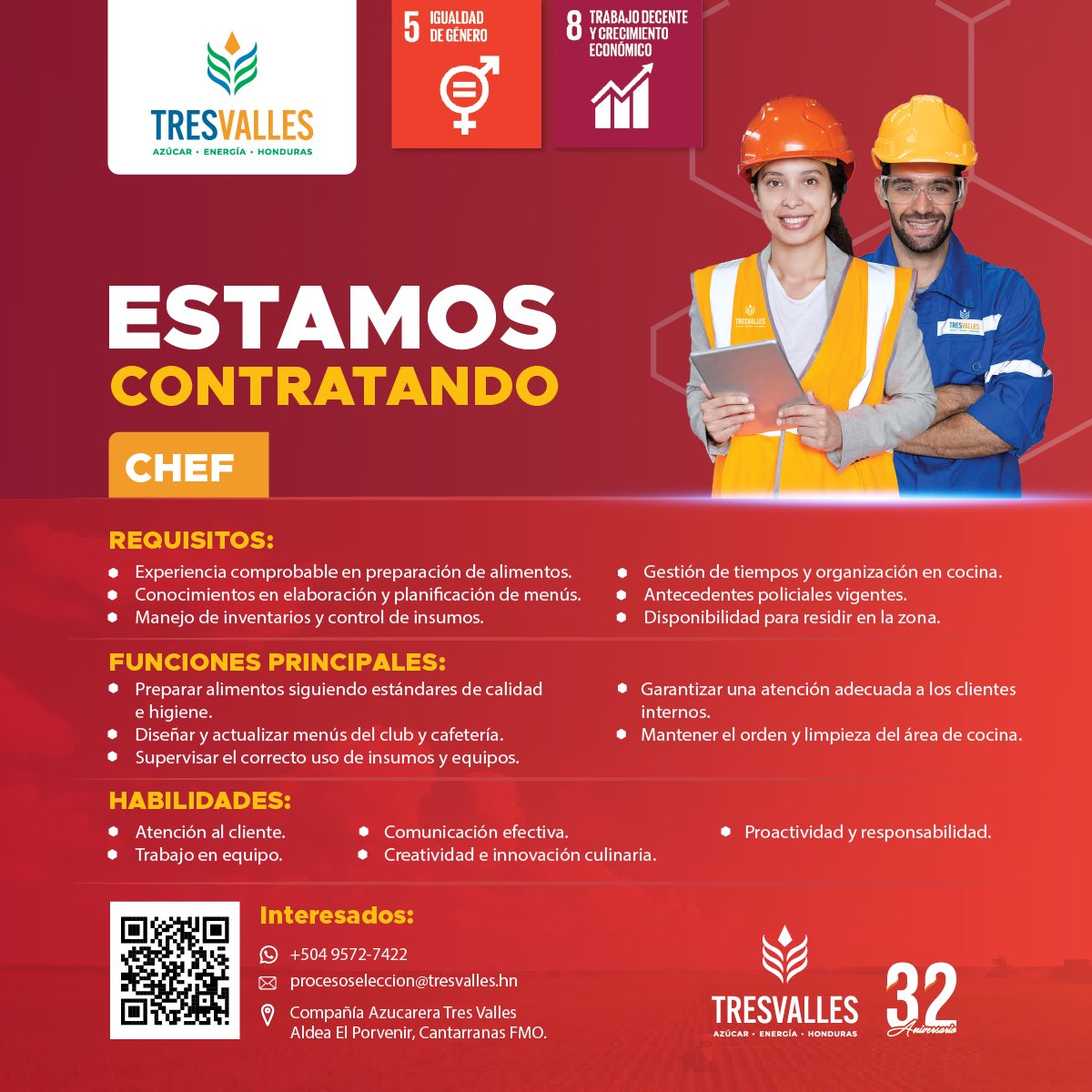 tresvalleshn's tweet photo. Tenemos una oportunidad de empleo en el ingenio azucarero de nuestra compañía.

Si está interesado en aplicar y cumple con el perfil requerido comuníquese al contacto o correo que aparece en el anuncio. 

Plaza: Chef. 
.
.
#CATV #Empleo #TresValles #Honduras https://t.co/ebT2XcgLDL