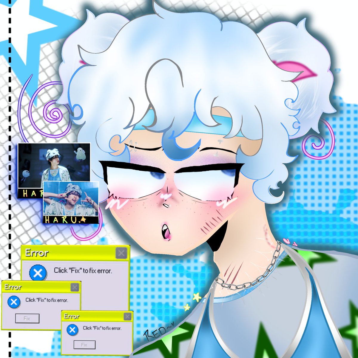 axoredxor's tweet image. Dibujo de Coldi con la ropa de mi fav de mi grupo favorito de k-pop.

(Es que me aburrí).

#coldifanart