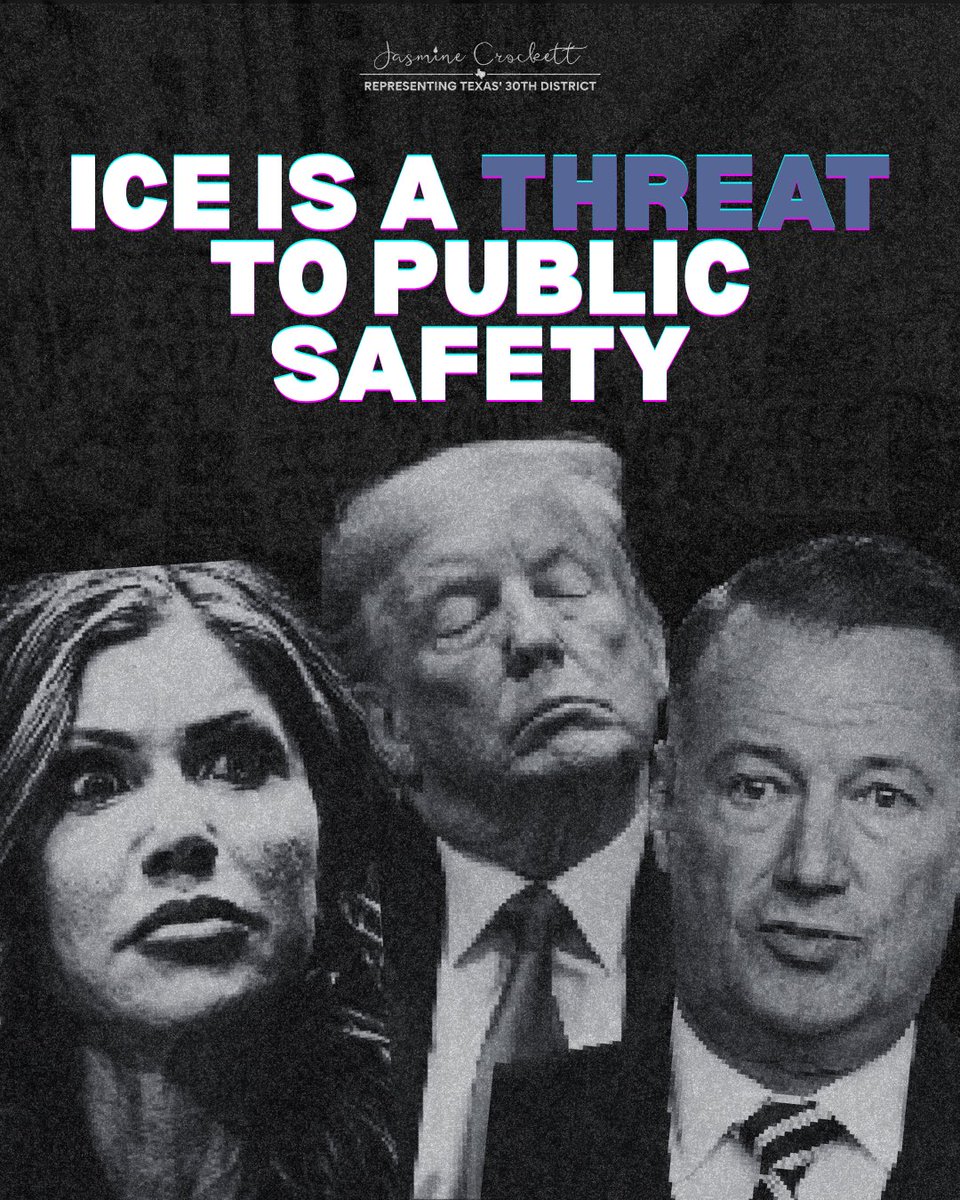 RepJasmine's tweet image. ICE is a threat to public safety.

Killing U.S. citizens. Kidnapping Americans. Ignoring the Constitution.

That’s not law enforcement — that’s weaponization and abuse of power.

And the cruelty starts at the top.