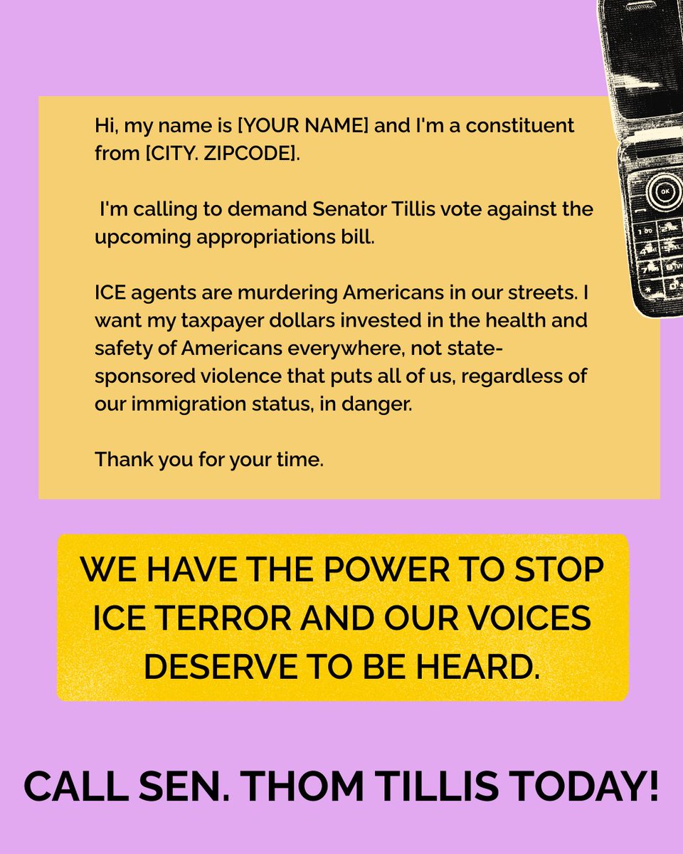ncmegaphone's tweet image. Angry? Heartbroken? We are too. But we can’t give up now. Call or email your Senator to demand that they vote no on DHS funding. Together, we can hold these reckless agencies accountable for tearing our communities apart: tinyurl.com/yn95fvkn #StandWithMN #VoteNo #DefundICE