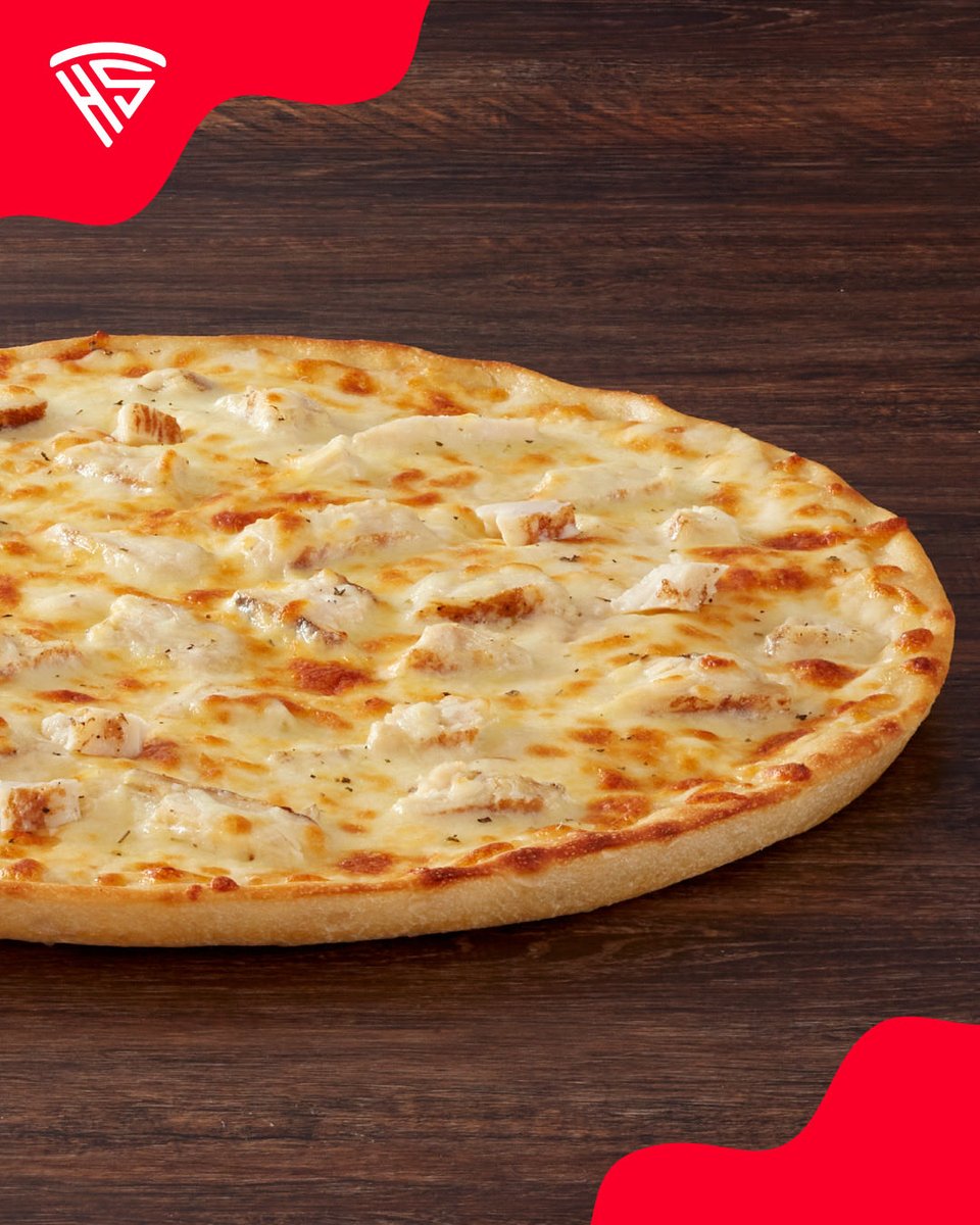Four cheese. Full comfort. Our Chicken Alfredo Four Cheese pizza layers tender grilled chicken strips over a velvety Alfredo sauce, then finishes with our signature blend of four cheeses for a perfect bite in every slice. 

*At participating locations only