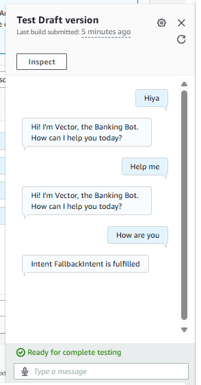 bahdvec's tweet photo. Just built my first AI chatbot with Amazon Lex.
- Created intents & greetings
- Designed user-friendly fallback responses
- Learned how confidence scores shape conversations
This is the start of a banking chatbot, next up: custom slots & smarter interactions. https://t.co/YagOKPNzKZ
