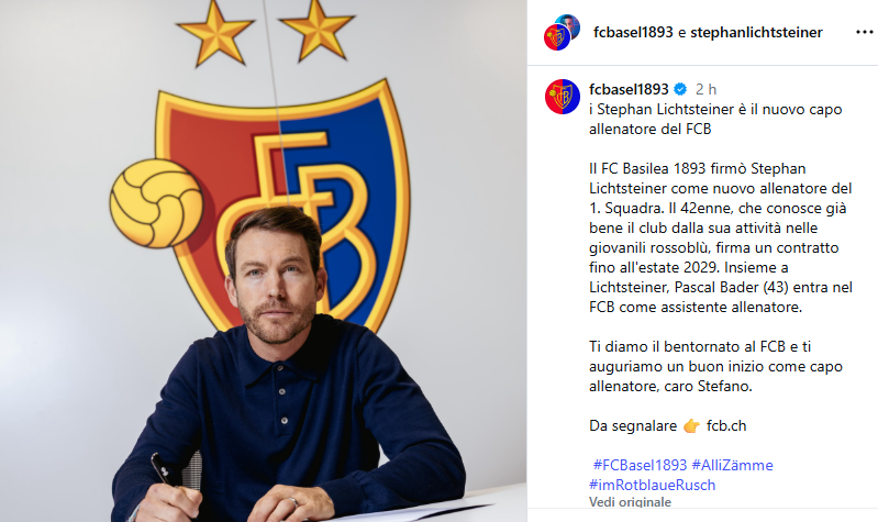 mirkonicolino's tweet image. Stephan #Lichtsteiner nuovo allenatore del #Basilea