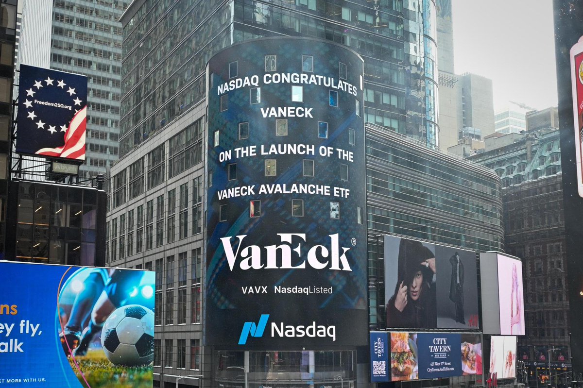 avax's tweet image. The first ever AVAX ETF was listed on the @Nasdaq this morning.

A big win for us all.

Anyways, back to bringing the world onchain🔺