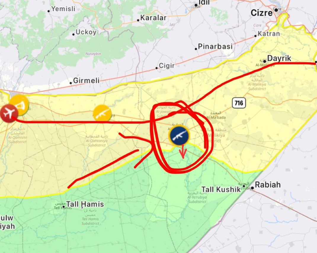 Mercenarios sirios están atacando con drones la zona rural d ciudad kurda d Çil Axa. El objetivo es claro:cortar la ruta entre Qamishlo,la zona occidental y el cruce fronterizo con el #Kurdistán iraquí

El cruce fronterizo d Semalka es un salvavidas para millones d personas