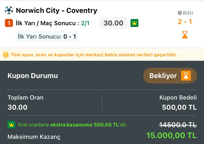 poseidonw10's tweet image. 30 ORAN 2/1 MAÇIMIZ GELDİ ✅

ALANLARI TEBRİK EDERİM HAFTASONU İKİLİ GELİYOR 🔥