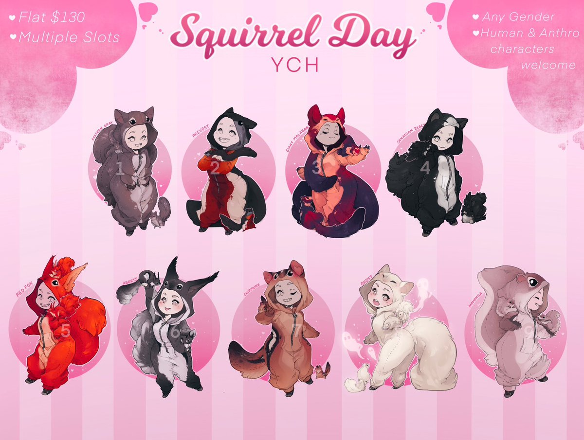 「SQUIRREL DAY YCH A scurry of Squirrel Ki」|☾ WITCH ☾のイラスト