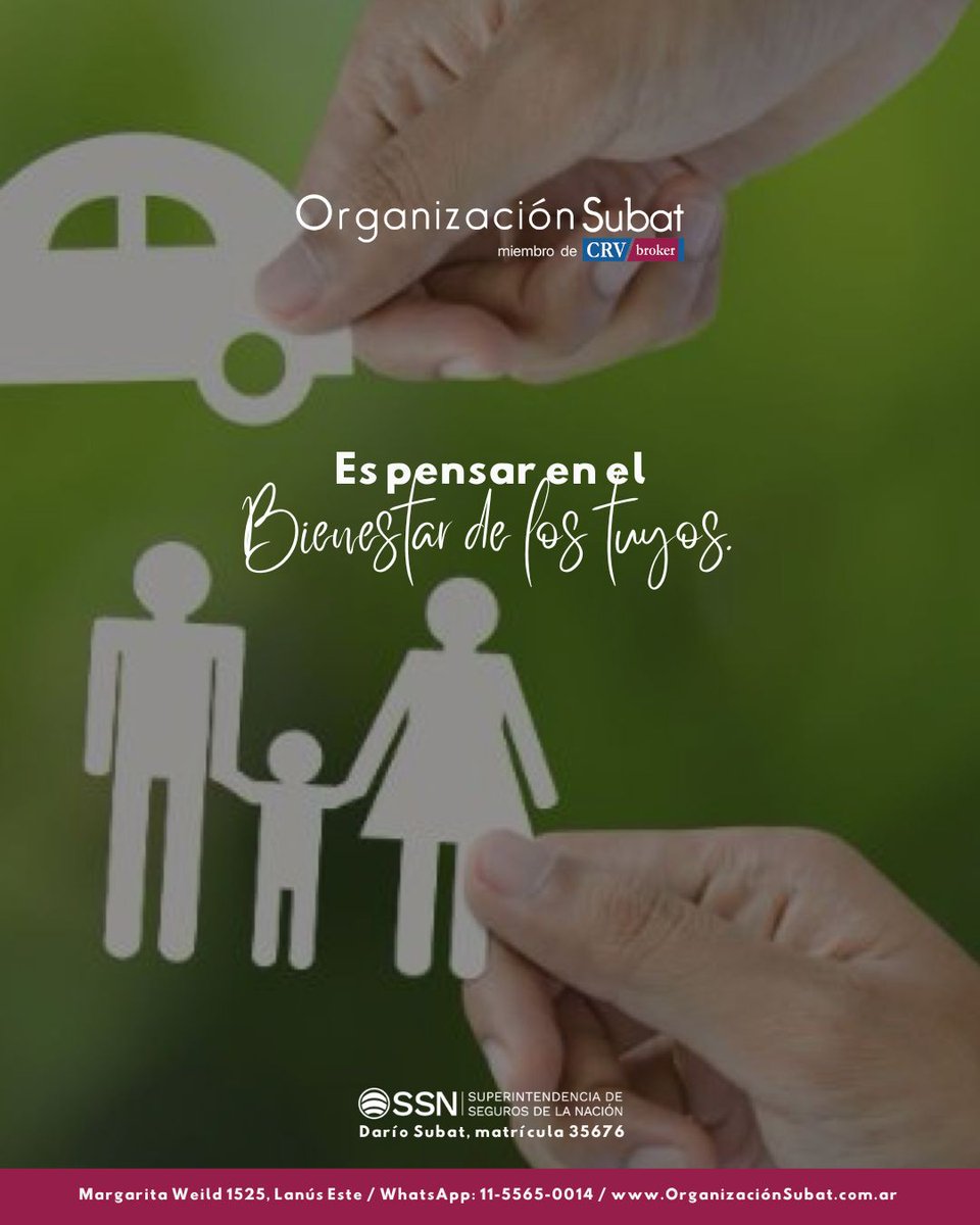orgsubat's tweet image. Un seguro de vida no es solo una cobertura, es un respaldo para el futuro.
Elegirlo con información clara hace la diferencia. 🔐
#SomosOrganizacionSubat

📍 Margarita Weild 1525 | Lanús Este
📲 Conectá con nosotros vía #WhatsApp al 11-5565-0014
🌐 organizacionsubat.com.ar
#seguros