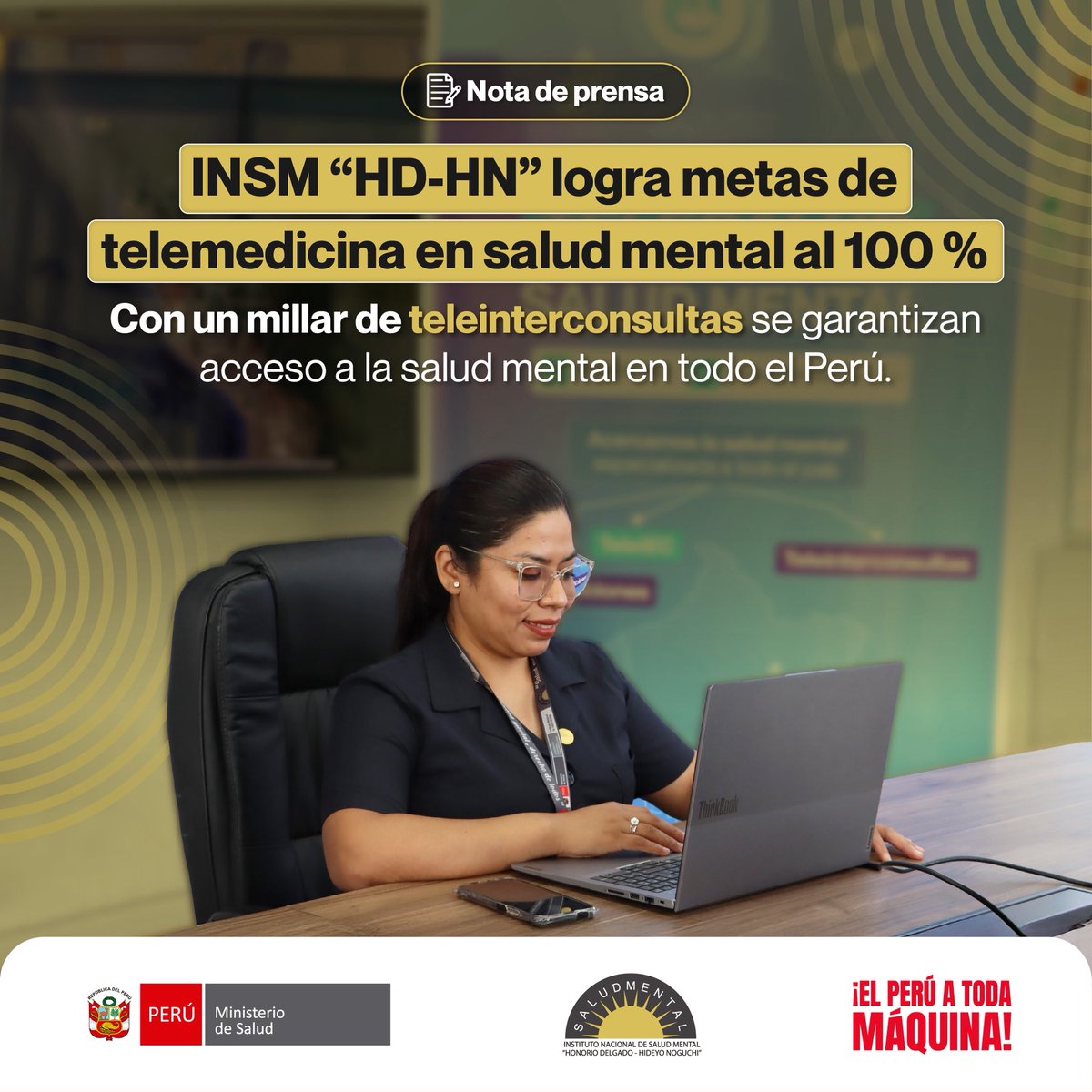 #NotaDePrensa | En el #INSM cerramos un año histórico. Con 1,000 teleinterconsultas especializadas, hemos garantizado que la salud mental de alta calidad llegue a cada rincón del Perú, superando las barreras geográficas.

📌Lee la nota aquí: gob.pe/es/n/1341119

#SaludMental
