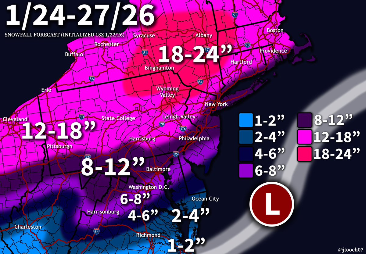 Definitely was a little high in upstate NY, but aside from that, this forecast looks like it verified well! 

Onto the next threat, which will be this weekend. I’ll have more updates as we move through the week. #PAwx #NJwx #NYwx