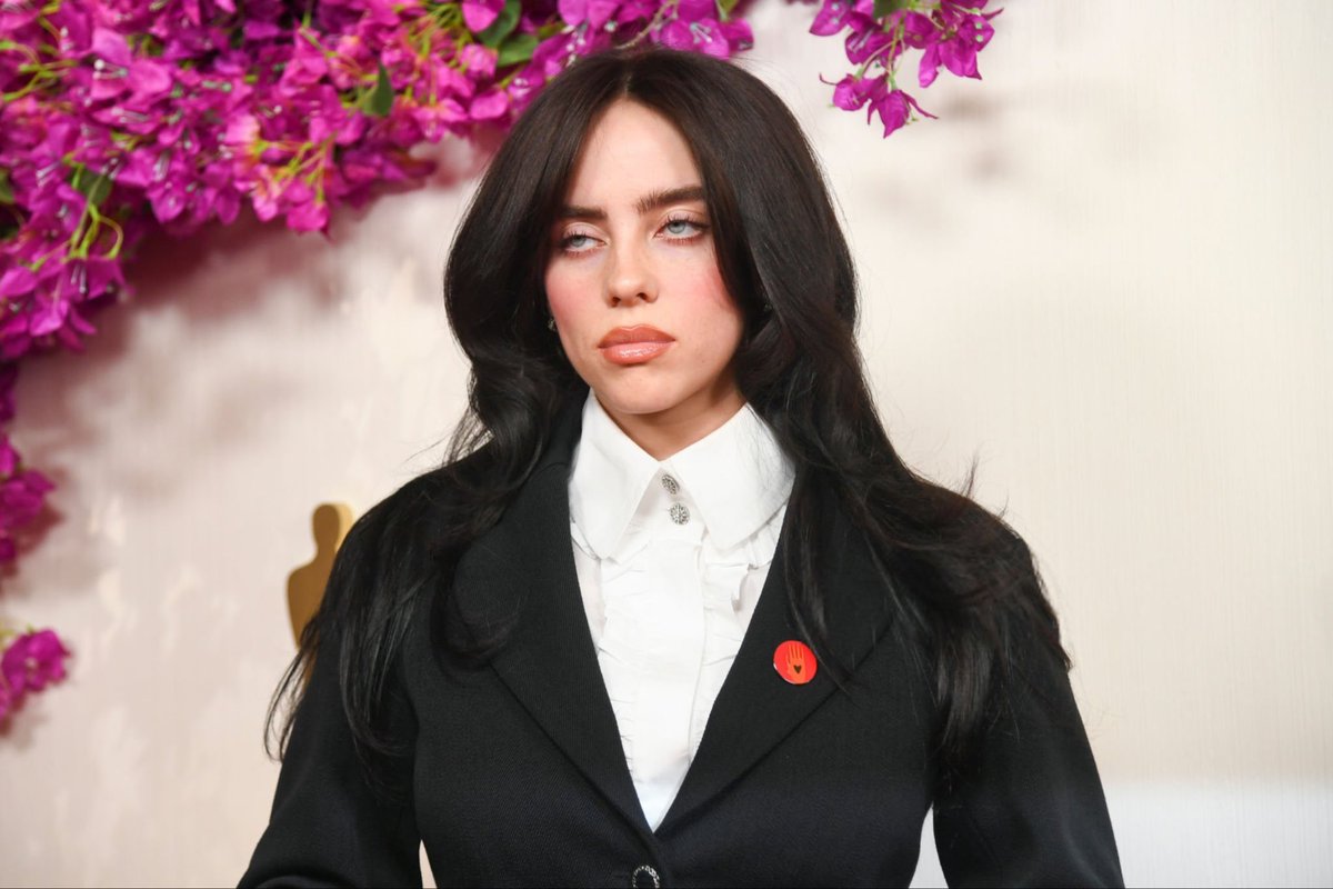 swiftism100's tweet photo. Remember when Billie Eilish wore a ceasefire pin to the Oscars only to go to Starbucks despite the boycott with her brother Finneas the very next day https://t.co/bZbc8r8jsT