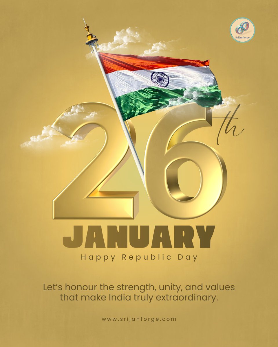 srijanforge's tweet photo. Happy Republic Day 🇮🇳
Celebrating India’s values with innovation and pride.
Building ideas into reality with 3D printing &amp; prototyping by Srijanforge.
🌐 https://t.co/9JHaJ7AGb0
📞 +91 99308-14242
#RepublicDay #IndiaAt76 #MakeInIndia #3DPrinting #Srijanforge https://t.co/r7LDW5zSh6