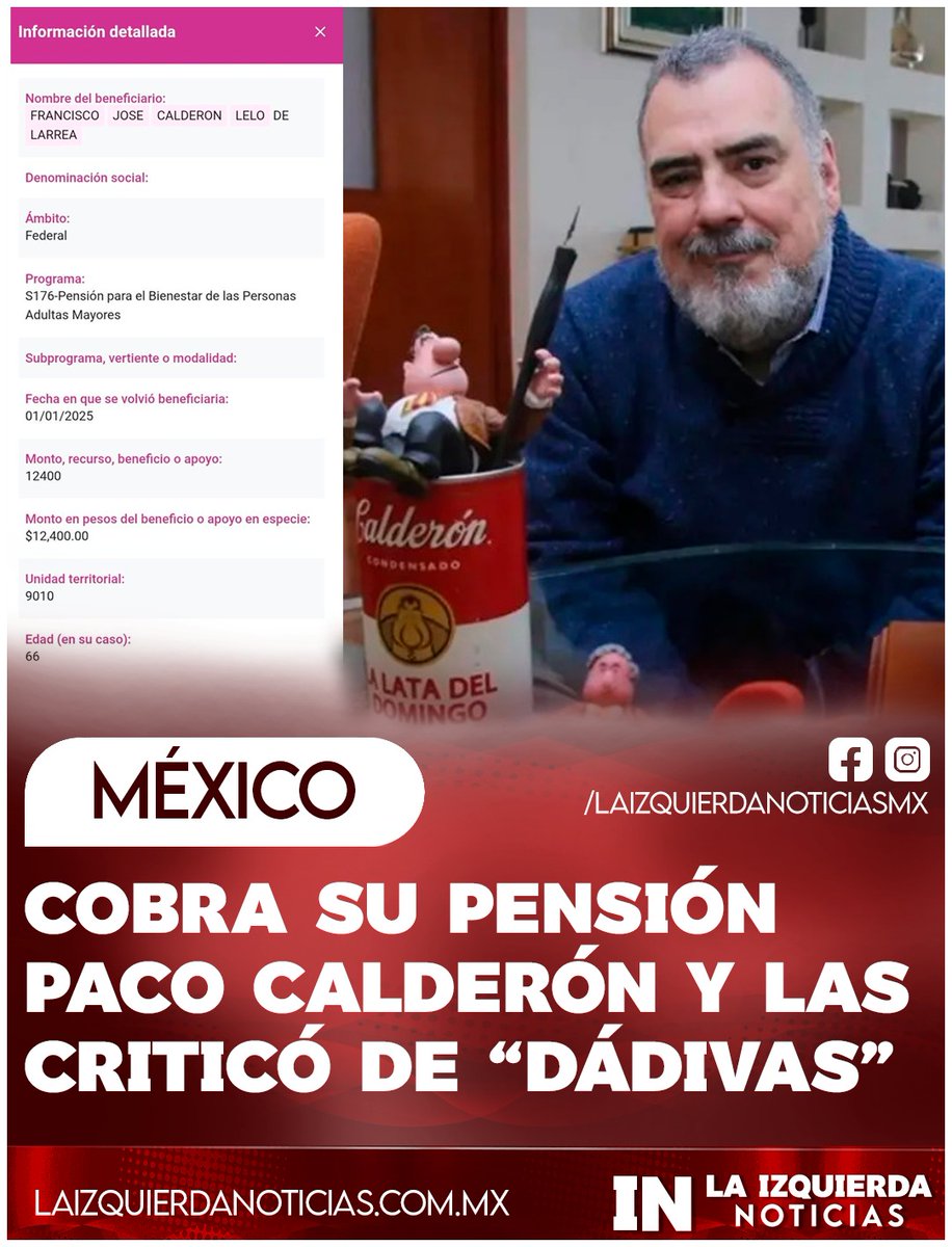 Oye <a href="/CartonCalderon/">PacoCalderónCartones🇲🇽❤️🇺🇦❤️🇮🇱</a> deberías donarle esa pensión a un empleado de <a href="/BancoAzteca/">Banco Azteca</a>, les hace bastante falta 😳