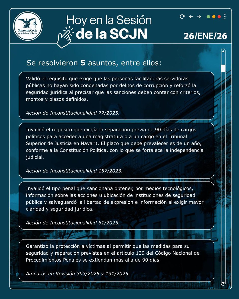 Conoce lo que se resolvió #HoyEnLaSesión de la Suprema Corte de Justicia de la Nación.