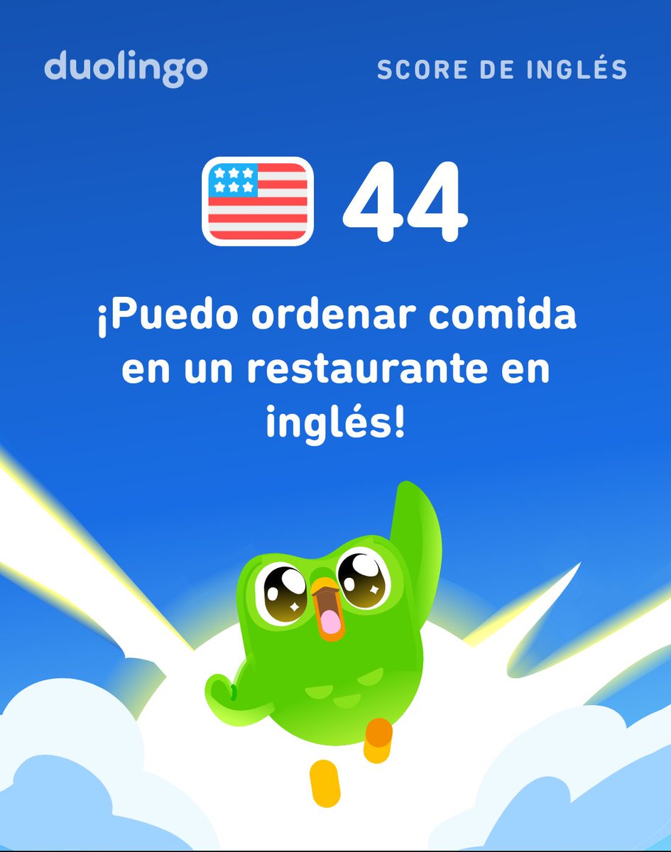 MichaelQuispeAp's tweet photo. ¡Mi Score de inglés en Duolingo es de 44! https://t.co/Lu9VfgnqsF