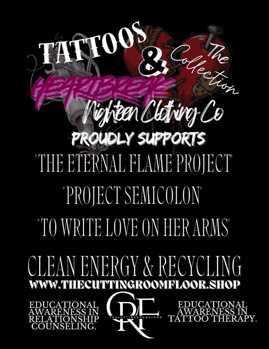 CrewMarketing's tweet photo. Tattoos &amp; Heartbreak The Collection Proudly Supports The Following; including "Clean Energy &amp; Recycling"
#cuttingroomfloor #crf #tattoos #heartbreak #ACleanEarth https://t.co/diLlbnT4s8