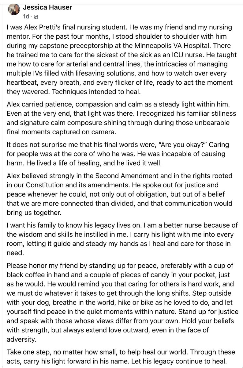 maddenifico's tweet image. When Trump's ICE Nazis EXECUTED Alex Pretti, they took the best of the best. Pretti's last words were to the woman he was helping who was being assaulted  by ICE Nazis: "Are you ok?"

Jessica Hauser was being trained by Alex Pretti at the Minneapolis VA Hospital as an ICU nurse.
