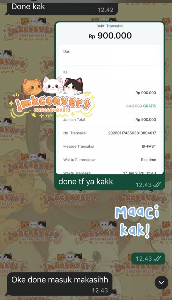 🧚🏻‍♀️testimoni
970k 2.2jt✅
688 900k✅
testi bisa cek link dibio ya. transaksi hanya via wa🥰
t. open cv pulsa tsel ewallet prem non premium gestun spaylater kredivo gopaylater akulaku yup tiktok lazada indodana jenius paylater tokped card shopee dana cicil cc via co link qr tagihan