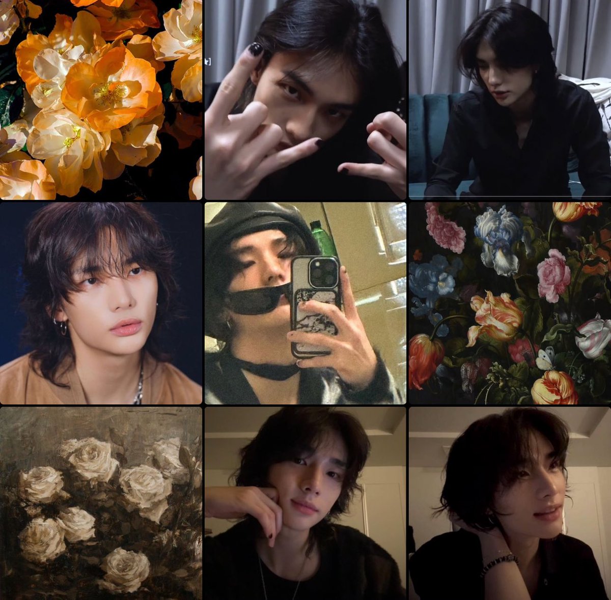 loveelyhj's tweet image. hyunjin surrounded by art in my camera roll