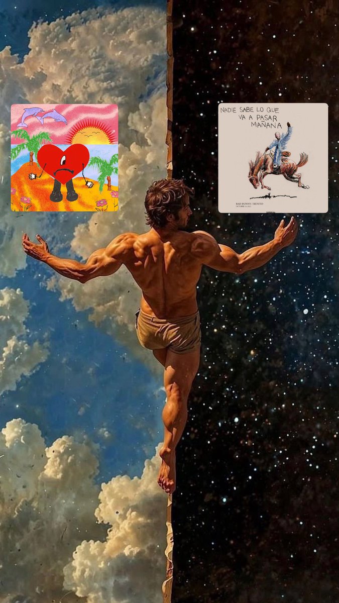 Bad Bunny sosteniendo el equilibrio perfecto