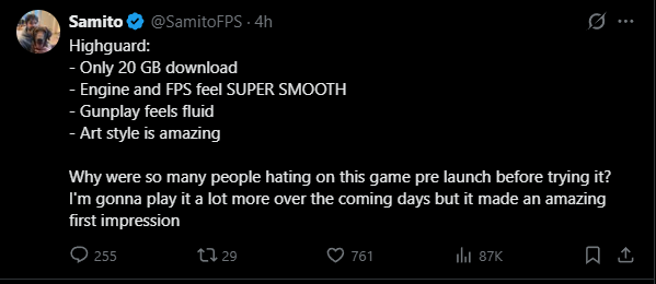 Mp3onWavs's tweet image. A story in 2 parts. Highguard sits at a solid 22% on Steam rn. RIP.