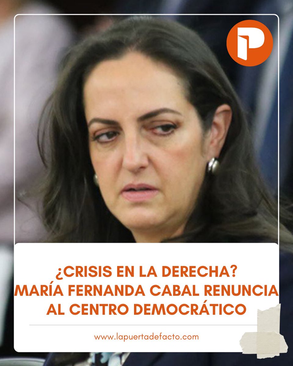 María Fernanda Cabal renuncia al Centro Democrático y remece la derecha colombiana, evidenciando fracturas internas, disputas de poder y un reordenamiento político que anticipa tensiones electorales y nuevas alianzas nacionales. 📢📢

#PolíticaColombiana #CentroDemocrático #