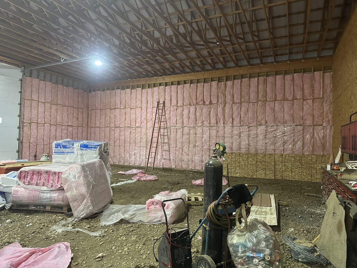 DefiDegen250's tweet image. Day 2 of getting heat in the shop 🔥

Not very much progress put in today. Almost all the insulation is up on the walls and almost half done the Vapor Barrier. 

Company came to give quote for installing heat source today. 

Hoping to get the final insulation installed and all