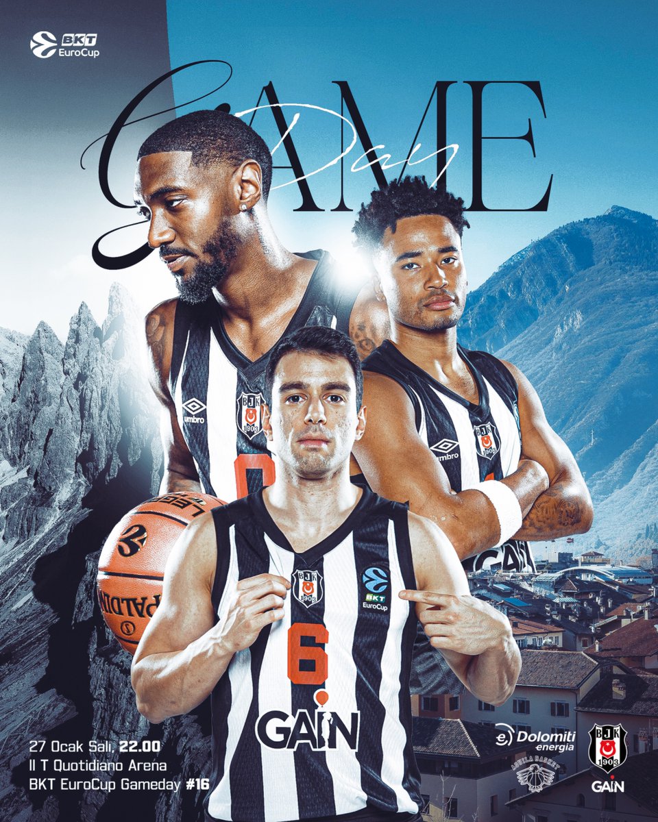 BJK_Basketbol's tweet photo. 🦅 Bugün #BeşiktaşınMaçıVar

🏆 BKT EuroCup 16. Hafta
🆚 Dolomiti Energia Trento
⏰ 22.00
📍 Il T Quotidiano Arena
📺 tabii spor 6 &amp; TRT Spor Yıldız https://t.co/d3e2rWDF3F