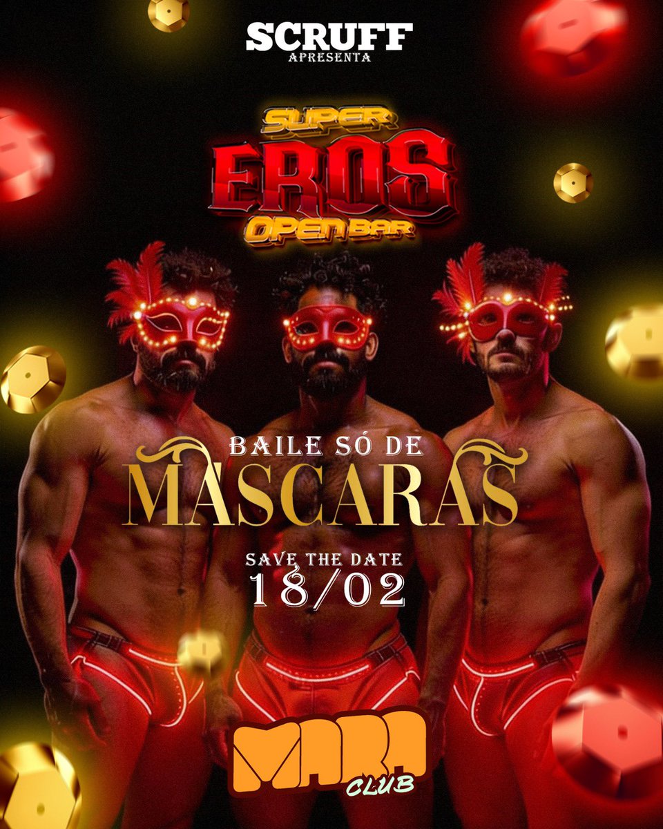 Vem aí o SUPER EROS — Baile SÓ de Máscaras | OPEN BAR!

Na quarta-feira de cinzas, um baile misterioso e provocante espera por vocês.
Escolha sua melhor fantasia de carnaval… ou venha sem nada mesmo 😏
Na Super Eros, quase tudo é permitido

sympla.com.br/event__3285979